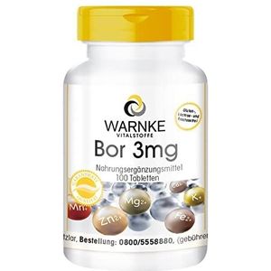 Boriumtabletten - 3mg - veganistisch & hoog gedoseerd - 100 tabletten | Warnke Vitalstoffe - Duitse apothekerskwalitei