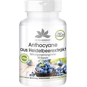 Anthocyanen uit bosbessenextract 25% - 90 capsules - veganistisch | HERBADIREKT by Warnke Vitalstoffe - Duitse apothekerskwalitei