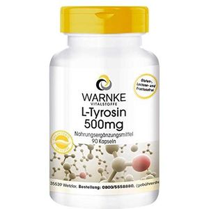 L Tyrosine Capsules - 500mg L-Tyrosine per capsule - hoge dosering & veganistisch - 90 capsules | Warnke Vitalstoffe - Duitse apothekerskwalitei
