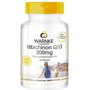 Coenzym Q10 200mg - CoQ10 Capsules - hoge dosering - Ubiquinone - 60 Capsules | Warnke Vitalstoffe - Duitse apothekerskwalitei