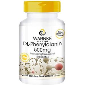 DL-Fenylalanine 500mg - hoge dosering & veganistisch - 100 tabletten | Warnke Vitalstoffe - Duitse apothekerskwalitei