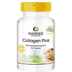 Collageen tabletten - met hyaluronzuur en vitamine C - hoge dosering - 180 tabletten | Warnke Vitalstoffe - Duitse apothekerskwalitei