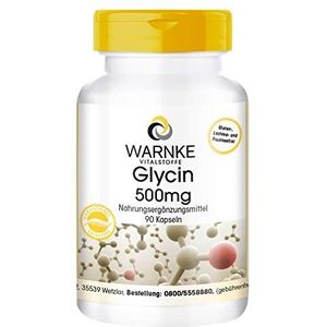 Glycine 500mg - hoge dosering & veganistisch - 90 capsules - aminozuur | Warnke Vitalstoffe - Duitse apothekerskwalitei