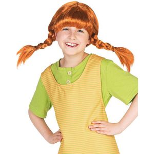 Pippi Langkous pruik voor meisjes - Oranje - One Size