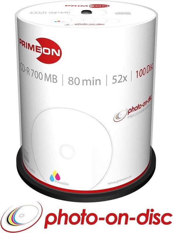 Primeon CD-R 80 min 700 MB - 100 Stuks - Bedrukbaar