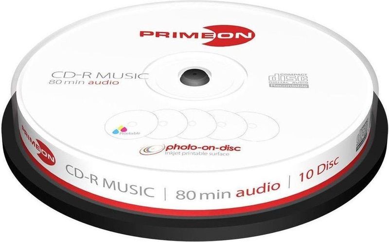 Primeon - CD-R 80Min - Cakebox - 10 Disc - Optische Gegevensdrager