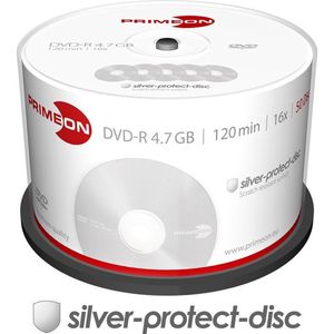 Primeon 2761204 DVD-R disc 4.7 GB 50 stuk(s) Spindel Mat zilver oppervlak