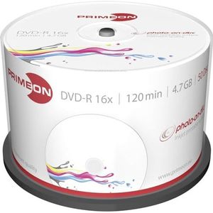 PRIMEON DVD-R 4.7GB/120Min/16x Cakebox, photo-on-disc, Inkjet Full Size Printable Surface (50 Disc)