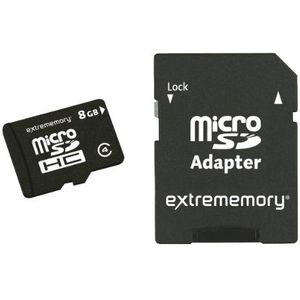 Extrememory EXMEMSDHC08GAD4 Class 4 microSDHC 8GB geheugenkaart met adapter