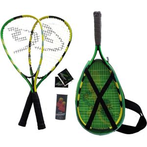 Speedminton Junior set - speedbadminton - crossminton - speed badminton set - blauw/groen/geel