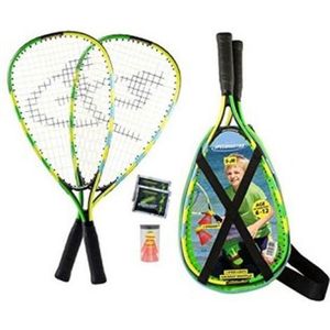Speedminton Junior set - speedbadminton - crossminton - speed badminton set - blauw/groen/geel