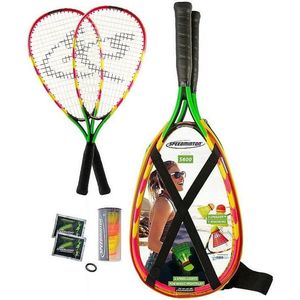 Speedminton S600 set - groen/geel/rood - crossminton - speedbadminton - speed badminton set
