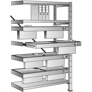 Hangmappen-inhaakstelling, hoogte 1920 mm, hangmappenframe met twee banen