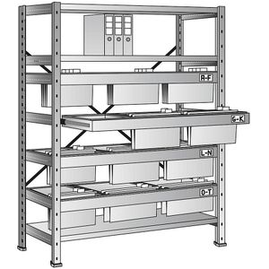 Hangmappen-inhaakstelling, hoogte 1920 mm, hangmappenframe met 3 banen