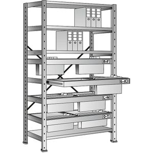 Hangmappen-inhaakstelling, hoogte 2280 mm, hangmappenframe met 2 banen