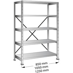 CLEANA-inhaakstelling, basisstelling, legbordbreedte 800 mm, 5 legborden, legborddiepte 700 mm, vakdraagvermogen 330 kg