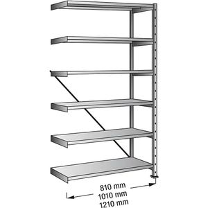 CLEANA-inhaakstelling, aanbouwstelling, legbordbreedte 1000 mm, 6 legborden, legborddiepte 600 mm, vakdraagvermogen 200 kg