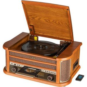 Reflexion HIF2002 Retro HiFi Anlage im Echtholz-Gehäuse Nostalgie-Design Radioplattenspieler (Riemenantrieb, Echtholzgehäuse, CD-Player, Kassettenspieler, Encoding-Funktion)