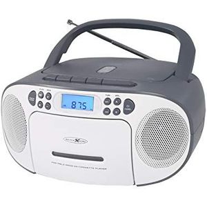 Reflexion RCR2260 CD-speler met cassette en radio voor net- en batterijvoeding (PLL FM LCD-radio, AUX-ingang, hoofdtelefoonaansluiting) wit/grijs