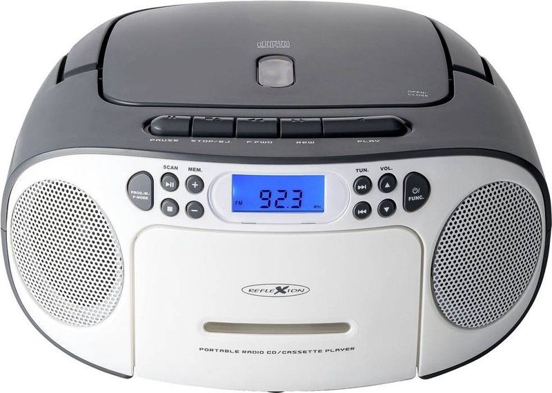 Reflexion RCR2 Radio/CD speler VHF (FM) AUX, CD, Cassette Grijs wit