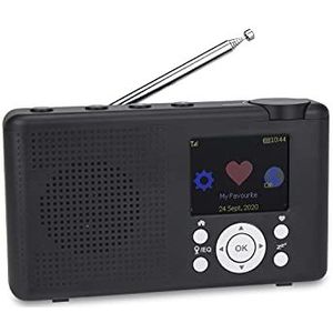 Reflexion TRA23I/GR Draagbare internetradio met internetradio, FM, DAB/DAB+, kleurweergave, net- en batterijvoeding, 99 zenders, zwart