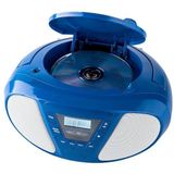 Reflexion CDR614 - Boombox met CD en FM-radio - met mobiele telefoon muziek afspelen via AUX - werkt op batterijen mogelijk - blauw