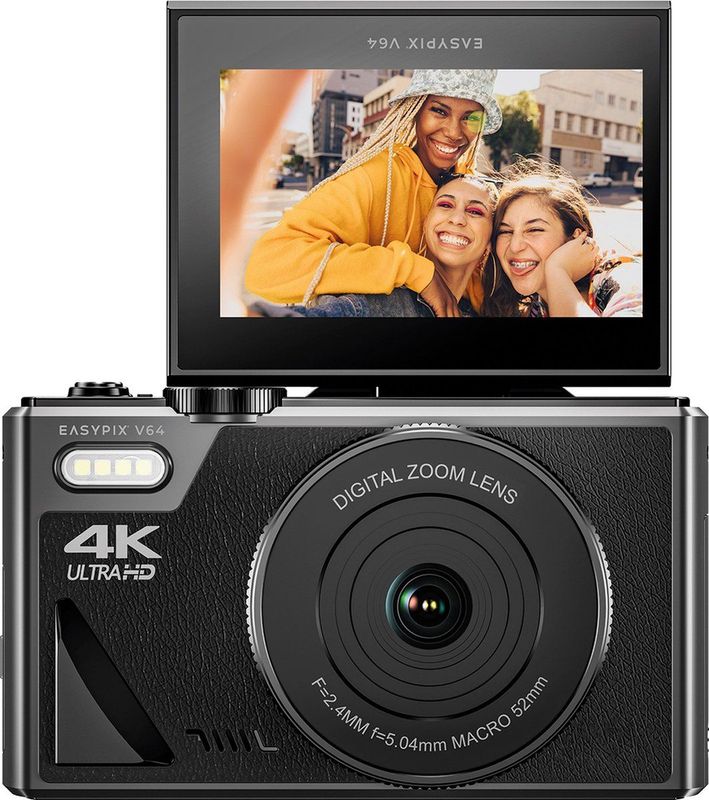 Easypix - V64 Flip - Digitale Camera - Zwart - 18x Digitale Zoom - 4K Video