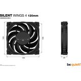 BeQuiet SILENT WINGS 4 PC ventilator Zwart (b x h x d) x