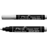 Permanent marker Pica INSTANT-WHITE, wit, watervast, 10 stuks met lijndiktes van 1-4 mm