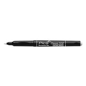 Permanent Marker Pica Classic 532, weiß, Rundspitze 1-2 mm, wasserfest, geruchsarm, 10 Stück