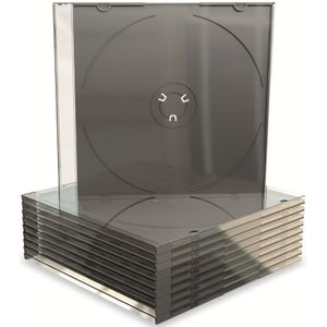 CD/DVD lege hoesjes, transparant, zwarte tray, Slimcase, 10 stuks
