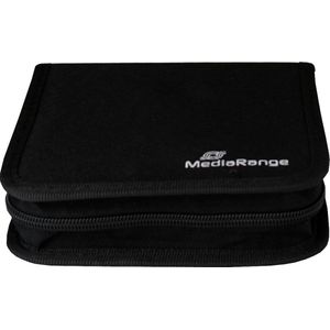 MediaRange BOX50 beschermhoes met portemonnee, 24 schijven, zwart, optische harde schijf etui (etui met portemonnee, 24 discs, zwart, nylon, 120 mm, 164 mm)