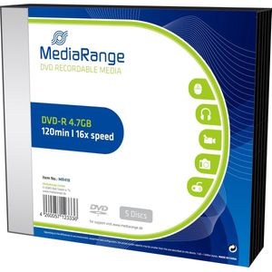 MediaRange - MR418 - DVD-R - 4,7 GB - 16x - 5 Stuks - Slimcase
