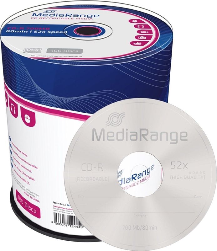 MediaRange CD-R 700MB 52x - 100 Stuks - Cakedoos