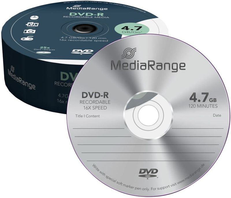 DVD-R MediaRange 4.7GB|120min 16x speed | 25 stuks