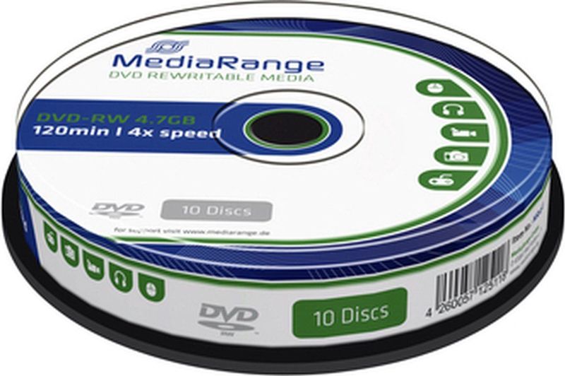 DVD-RW MediaRange 4.7GB-120min 4x speed - 10 stuks