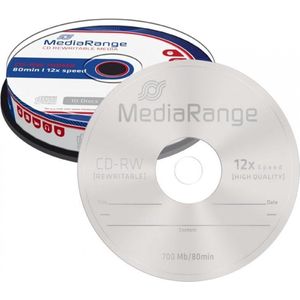 CD-RW MediaRange 700MB|80min 12x speed | 10 stuks