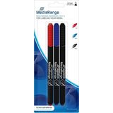 MediaRange - MR701 - Marker - Blauw/Zwart/Rood - 1mm Punt - Set van 3