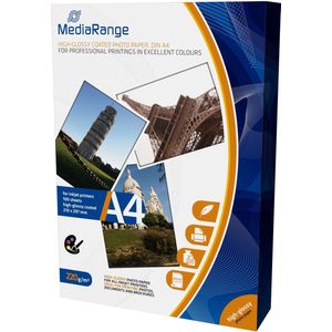 MediaRange fotopapier - 220 gram - A4 - Hoogglans Wit - 100 vellen