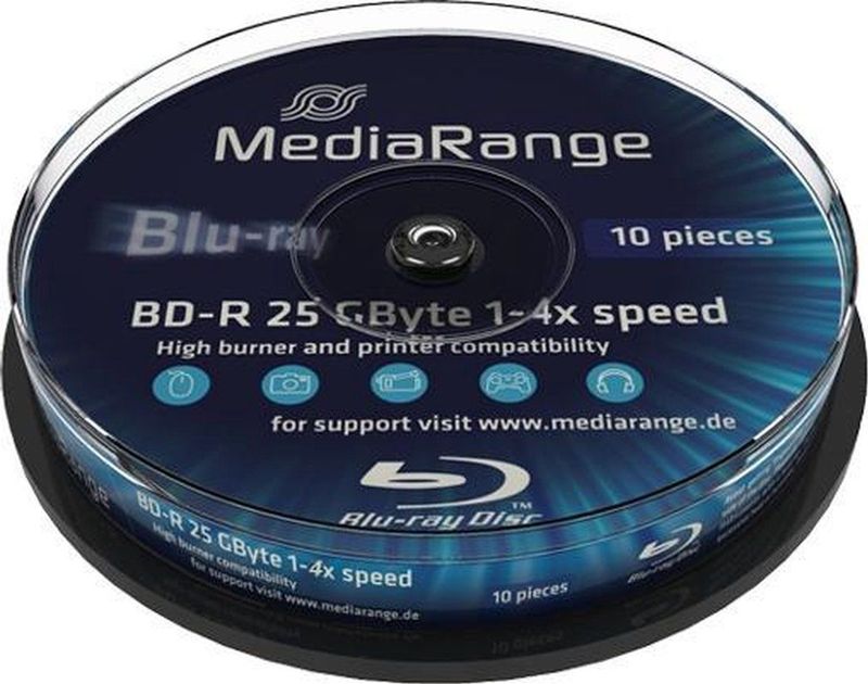 MediaRange - BD-R - 6x - Enkellaags - 25GB - 10-Pck