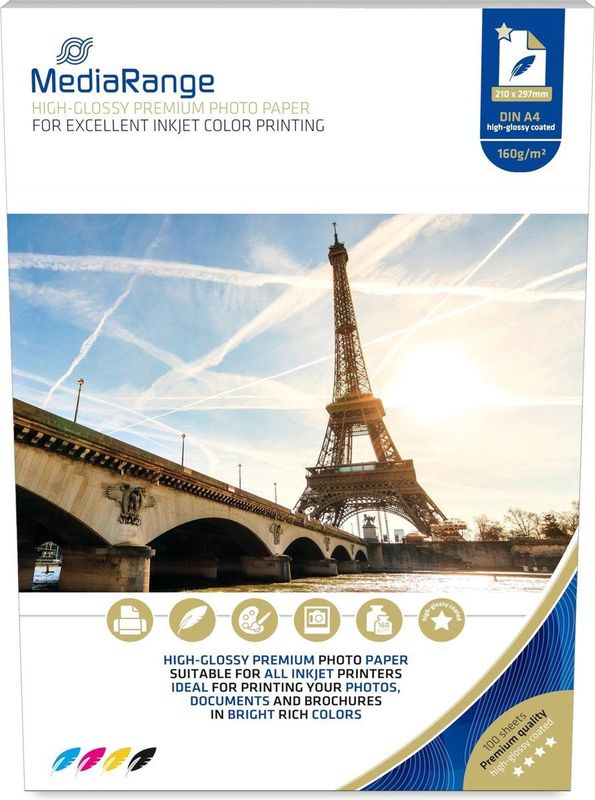 MediaRange - Fotopapier - Wit - 160 g/m² - A4 - 100 vellen