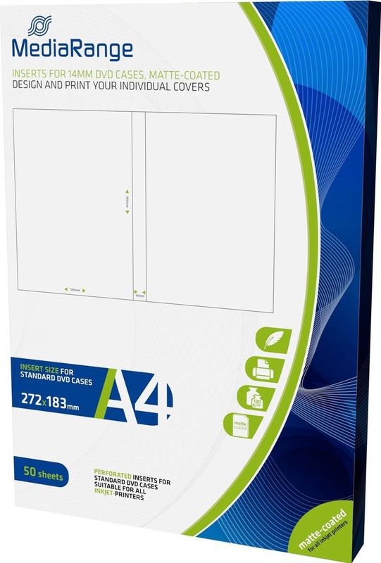 MediaRange DVD 14mm cover inserts 50 stuks
