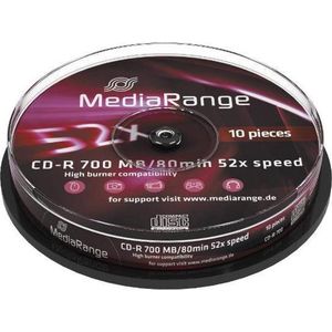 MediaRange CD-R 700MB|80min 52 keer schrijfsnelheid, 10 cakebox