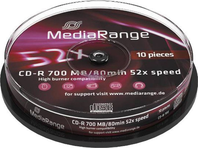 MediaRange - CD-R - 700MB - 80min - 52x - Verpakking: 10 cake