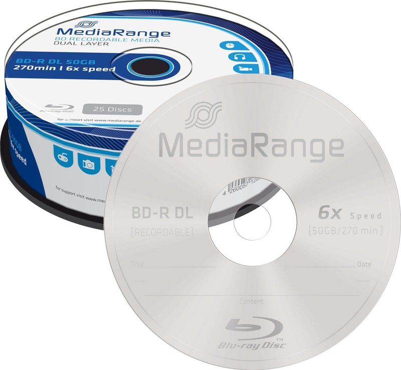 MediaRange - MR508 - Optische Gegevensdrager - Blu-ray BD-R Dual Layer - 25 Stuks