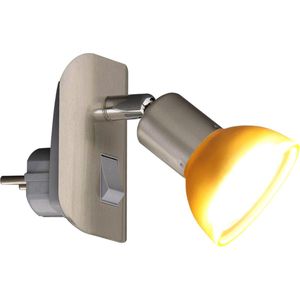 Trango stekkerlamp 11-042 *CALI* in nikkelmat met glazen kap Stekkerlamp incl. 1x GU10 LED lamp 3000K warm wit & tuimelschakelaar leeslamp, keukenlamp, fittinglamp, wandlamp
