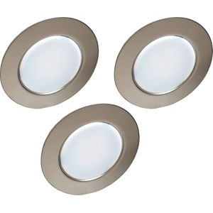 Trango Set van 3 - G4E-038 LED meubelinbouwspot 12 Volt AC/DC inbouwlamp, plafondlamp in chroom ter vervanging van traditionele meubellamp, inbouwlamp (vervangende lamp met MR16, G4, GU5.3 fitting) afzuigkapverlichting, kastverlichting