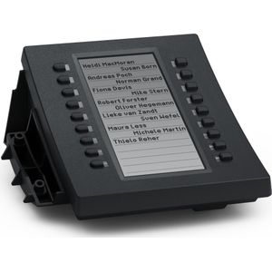 Snom D3 uitbreidingsmodule voor D3xx telefoons, hoge resolutie display met achtergrondverlichting, 18 programmeerbare zelf-labeling en LED-knoppen, plug and play, USB, Zwart, 00004327