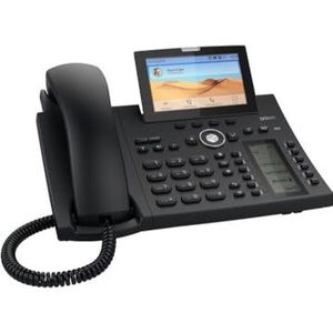 Snom D385N IP-telefoon, SIP, 4,3 inch TFT-kleurendisplay, 480 x 272 pixels, 12 SIP-IDs, sensorhaakschakelaar, USB, 48 zelfbeschrijfbare sleutels (12 fysica), zwart, 0004600