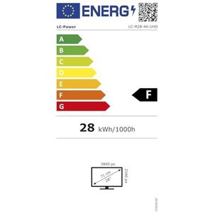 LC-Power LC-M28-4K-UHD (3840 x 2160 Pixels, 28""), Monitor, Zwart